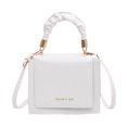 thumbnail image 2 of Bolso de mensajero de color sólido de PU para mujer, bandolera informal con solapa para mujer (blanco) Tmvgtek Para estrenar, 2 of 8