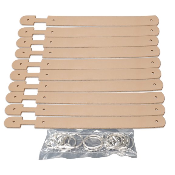 10 Packs Blank Leather Keychains -Full Grain Leather Keychains-Engraving Ready -Summer Camps, Promotions Ideas