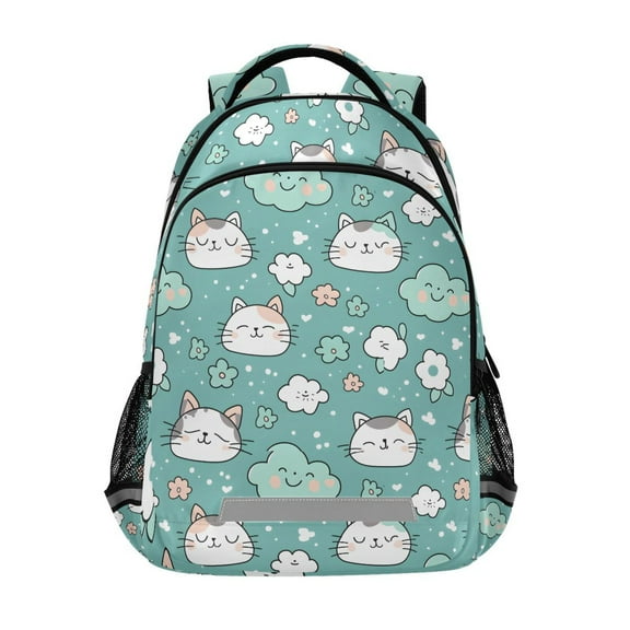 ALAZA Cat and Flower Clouds Backpack Elementary School Bag Bookbag Travel Rucksack