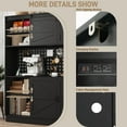 thumbnail image 5 of 75"H 63"W Farmhouse Pantry Cabinet with Hutch & Power Outlet Pegboard, Large Kitchen Storage Cabinet with 4 Sliding Barn Door with Wine Glass Rack, 5 of 11