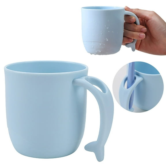 LKZQHMC 1 Piece Plastic Bathroom Tumblers, Unbreakable Toothbrush Cup, Plastic Mouthwash Cup Toothbrush Holder (Light Gray, Dark Blue, Light Pink, Light Blue)