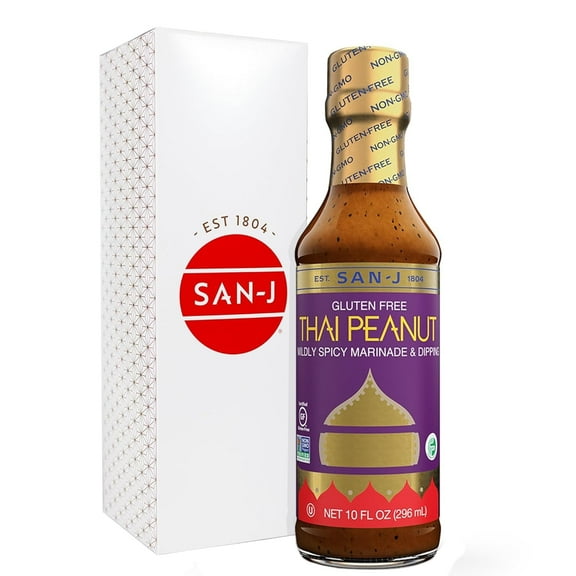 San-J Thai Peanut Mildly Spicy - 10 fl oz Pack of 4