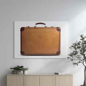 Vintage Brown Suitcase Poster, 8x12 Poster Print