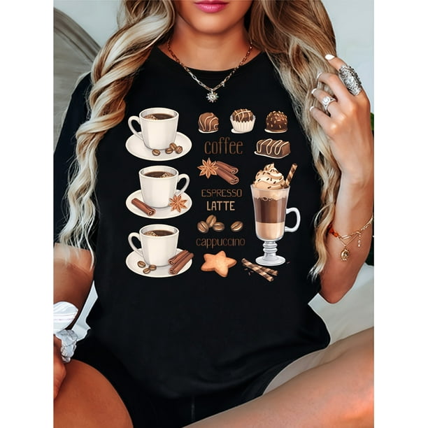 Coffee Chocolate Ice Cream Print T-Shirt, T-Shirt for Coffee Lovers, T-Shirt for Coffee Workers