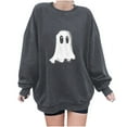 thumbnail image 2 of Halloween Women Oversized Sweatshirt without Hood Cute Ghost Pumpkin Printed Graphic Pullover Holiday Tops (XL, Dark Gray), 2 of 6