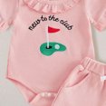 thumbnail image 3 of enyan Baby Boy Girl Outfit New To The Club Golf Embroidery Short Sleeve Sweatshirt Bubble Romper Newborn Onesie Pink,6-9 Months, 3 of 3