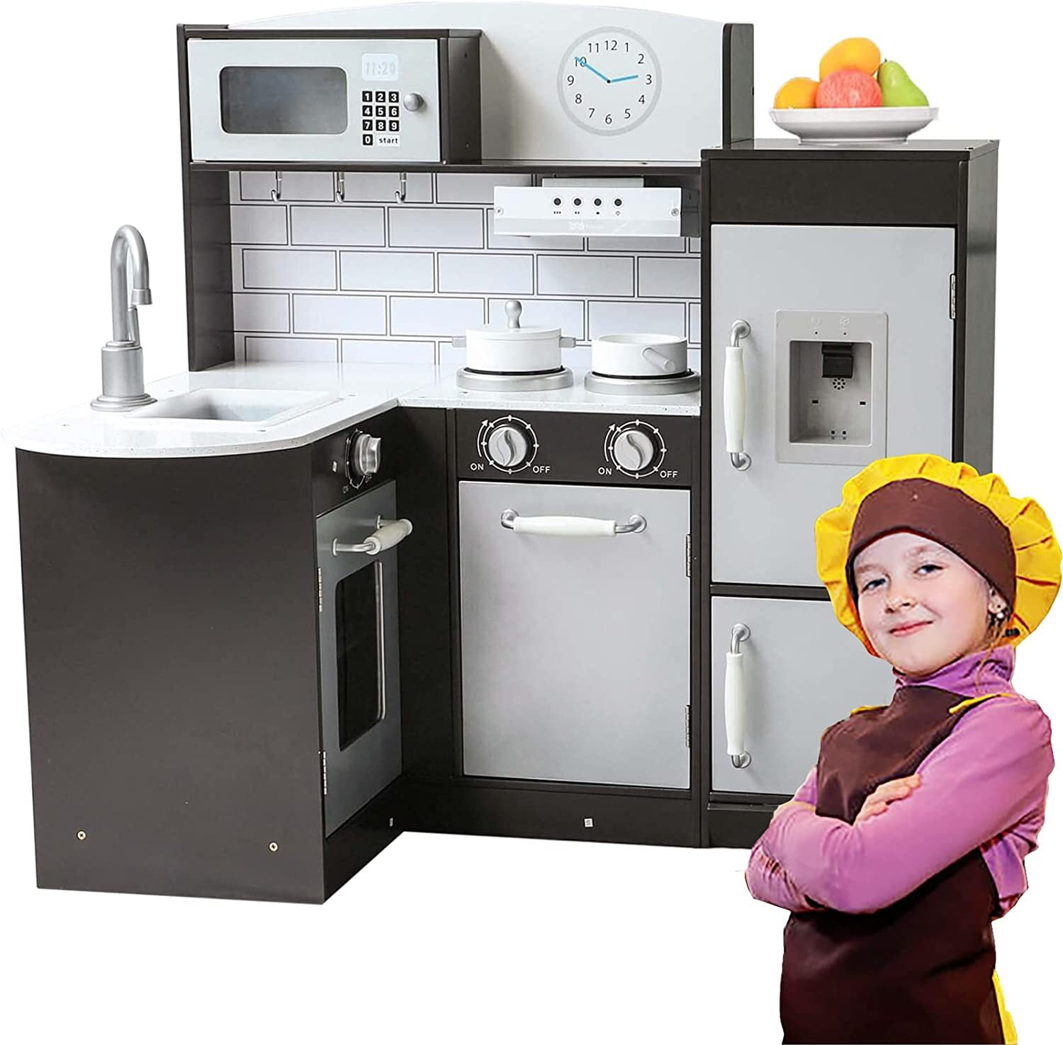 Homfa Kids Kitchen Playset Girls&Boys Pretend Cooking Toy Kitchen Set