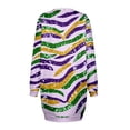 thumbnail image 5 of Striped Graphic Print Hoodie Dress for Women Festival Party Wear Casual Long Sleeve Crew Neck Pullover Tunic Purple M, 5 of 5