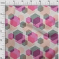 thumbnail image 2 of oneOone Cotton Jersey Dark Teal Green Fabric Triangle & Hexagon Geometric Craft Projects Decor Fabric Printed By The Yard 58 Inch Wide, 2 of 4