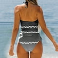thumbnail image 4 of vigerkar Womens 2025 Fashion Stripes Print Lined Up Tankini Sets Swimsuits Bathing Suit Swimwear Grey, S, 4 of 5