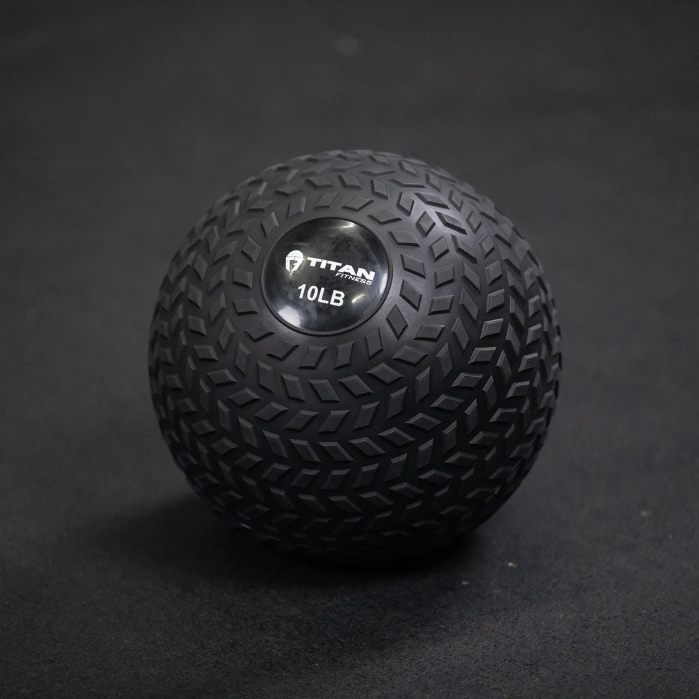 Titan Fitness 10 LB Rubber Tread Slam Ball, Dead Bounce, 10in Diameter, Weight Workout - Throw, Catch, Slam, Twist