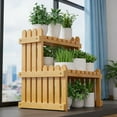 thumbnail image 4 of 2 Tiers Wooden Flower Stand Shelf, 14.57x8.27x11.81 Inch, Table Top Plant Stand Desk Flower Pot Rack for Office Indoor Outdoor Home Garden Decorate(1pcs), 4 of 9