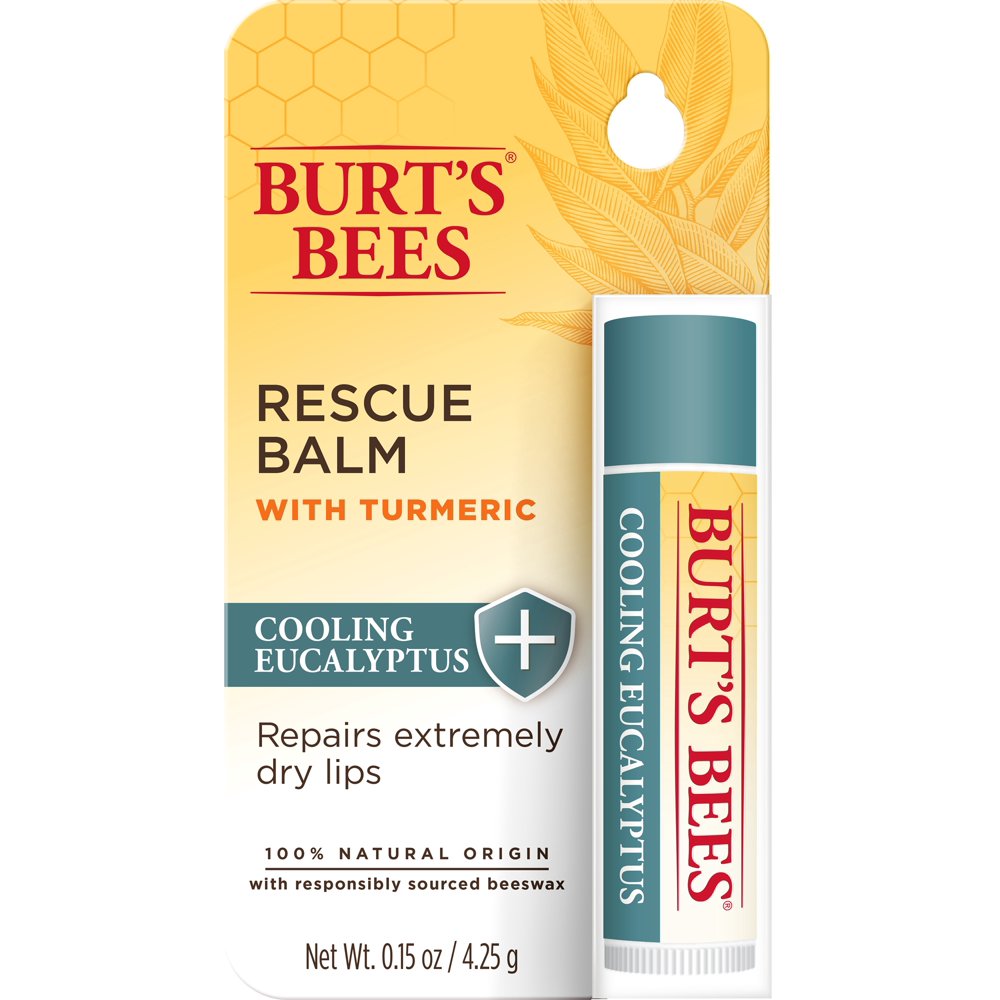 Burt's Bees 100 Natural Origin Rescue Lip Balm, Eucalyptus, 1 Count