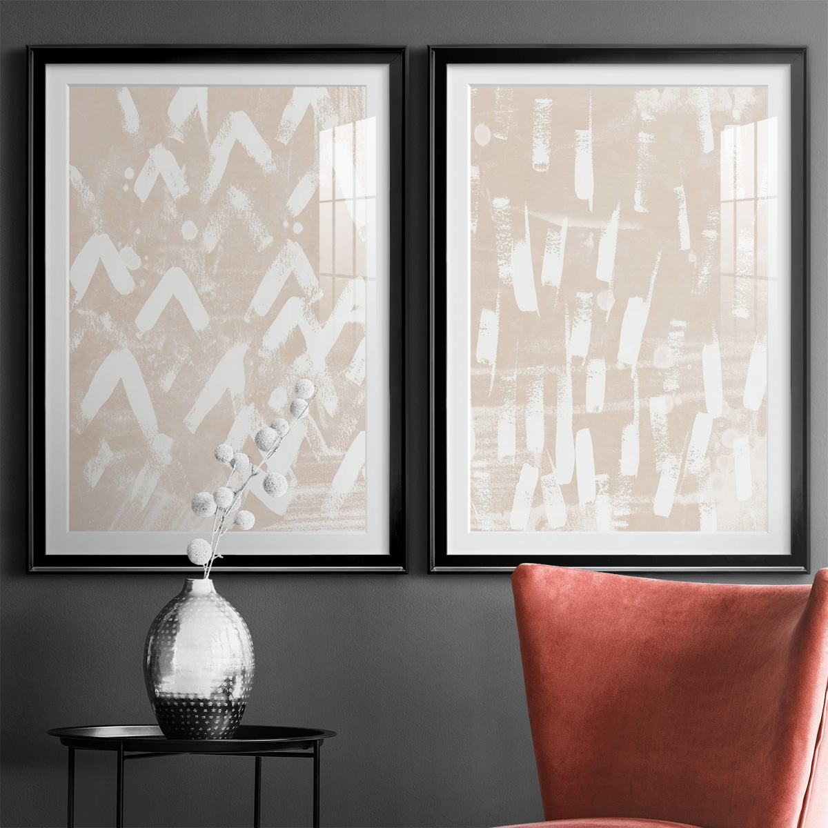 Wexford Home Earth Etching III Premium Framed Print, 22.5" x 30.5" - Ready to Hang, Black (Set of 2)