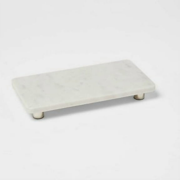 12" x 6" Marble Serving Stand White