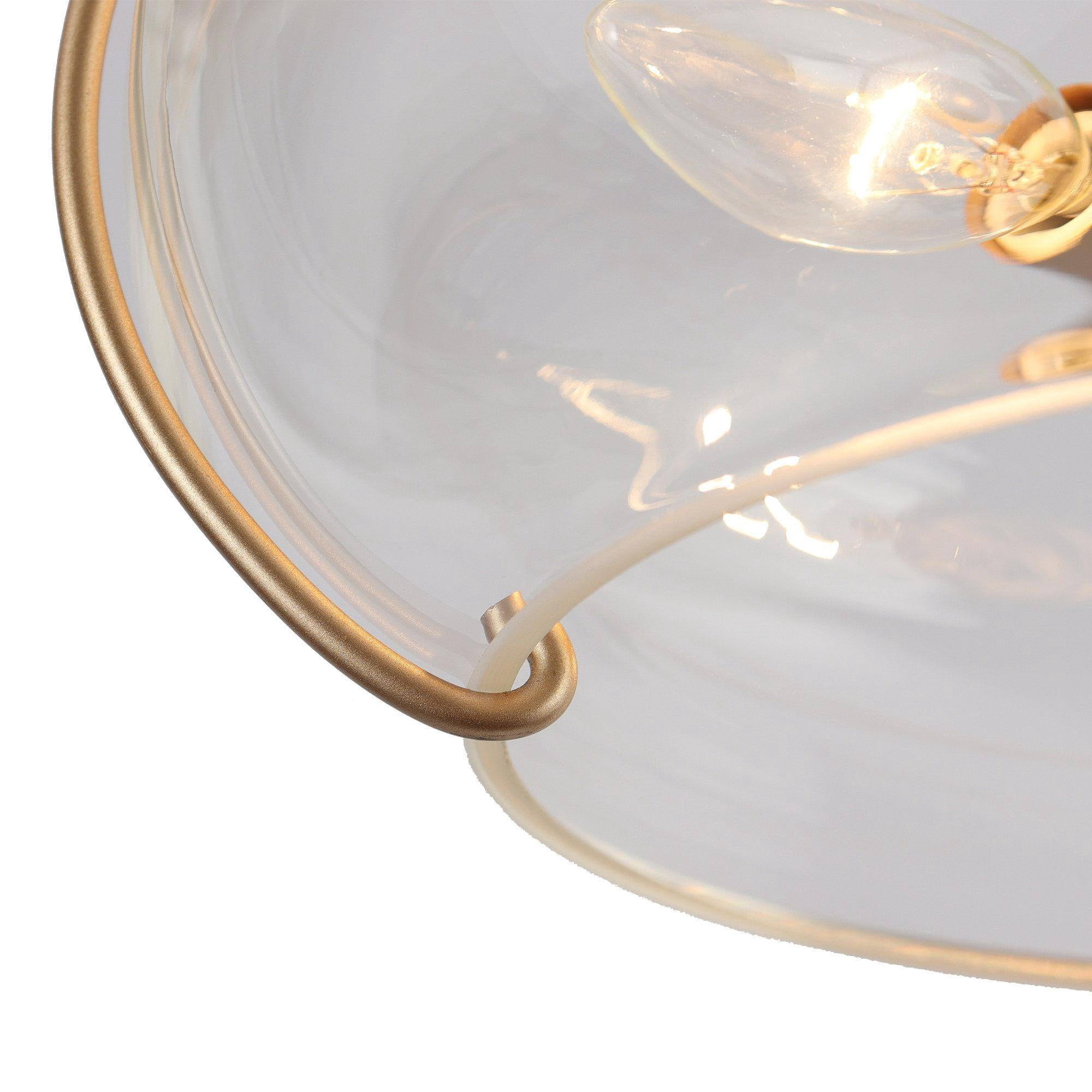 Riccandim 12-in Matte Gold Indoor 3 -Light Semi-flush Mount Light with Clear Glass