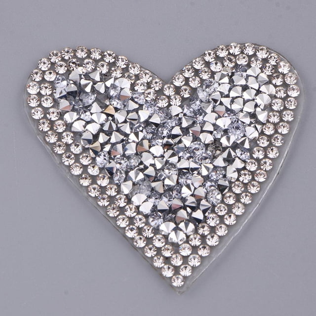 Borde de tela blanco y rojo de bricolaje tela de encaje apliques de costura artesanal - Plata A, tal se describe Soledad Rhinestone Iron on Applique