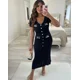 thumbnail image 4 of Vestido de mujer de punto de manga corta, moda de verano, cuello en V, vestidos largos casuales, vestido largo elegante y ajustado 2024, 4 of 5