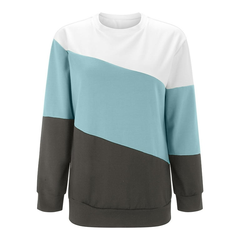 Loose Long-Sleeved O-Neck Colorblock Sweatshirt Loose Long-Sleeved O-Neck Colorblock Sweatshirt
