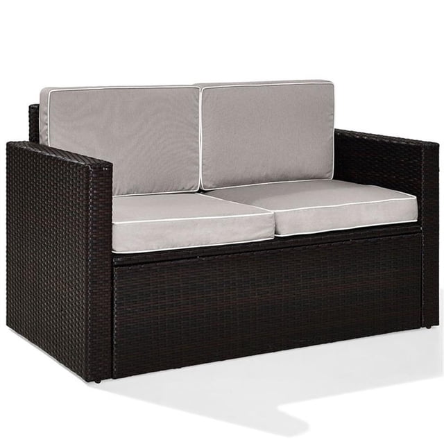 Crosley Causeuse de Patio en Osier Palm Harbor, Brun et Gris