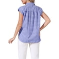 thumbnail image 3 of INSPIRE CHIC Summer Check Top for Women's 1950s Vintage Button Up Dressy Casual Blouse L Blue, 3 of 6