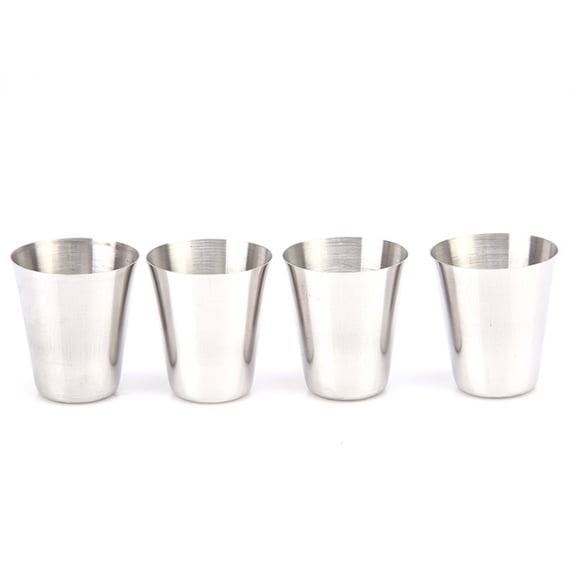 Ayyufe 4Pcs Mini 70ml Drink Liquor Stainless Steel Cups with Holder Travel Barware