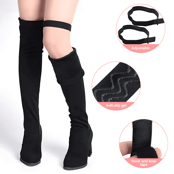 2pcs long boots with magic buckle and 10 pieces of adhesive backing