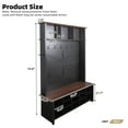 thumbnail image 2 of YIYADO 4 in 1 Hall Tree with Bench, Walnut Entryway Coat Rack with 16 Storage Compartments, Adjustable Shelves and Hooks, for Mudroom or Living Room, Black, 2 of 7