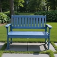 thumbnail image 2 of Tcbosik 50 inch Outdoor Bench with Cup Holder, All Weather Porch Bench, 2-Person Seating for Patio, Garden, Deck, Yard, Navy Blue, 2 of 11