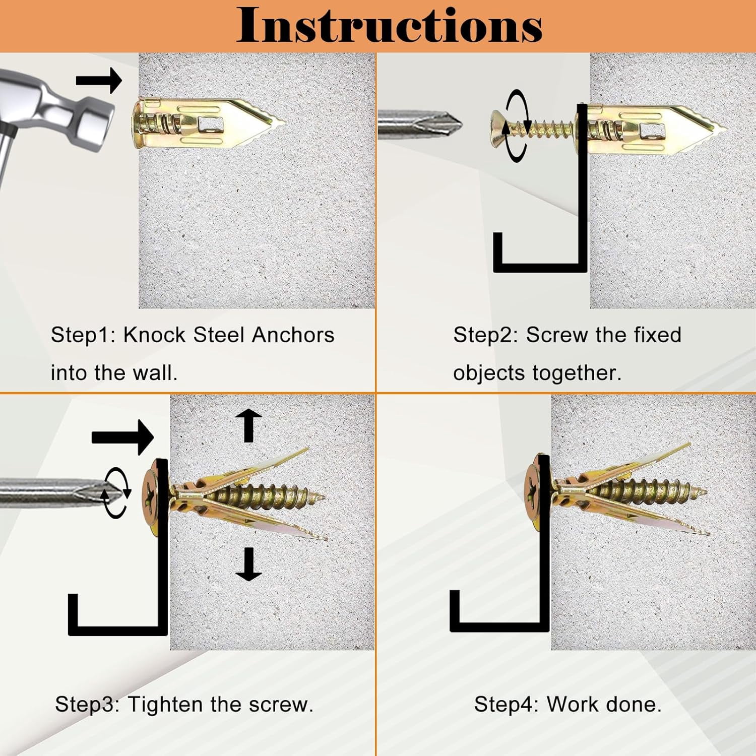 160 Pcs Self Drilling Drywall Anchors with Screws,80 Sheetrock Anchors (0.47x1.18 Inch) & 80 Zinc Expansion Screws,2025 Upgraded Zinc Plated Steel,No Drill Needed,Hold 66LB for Wall Hanging