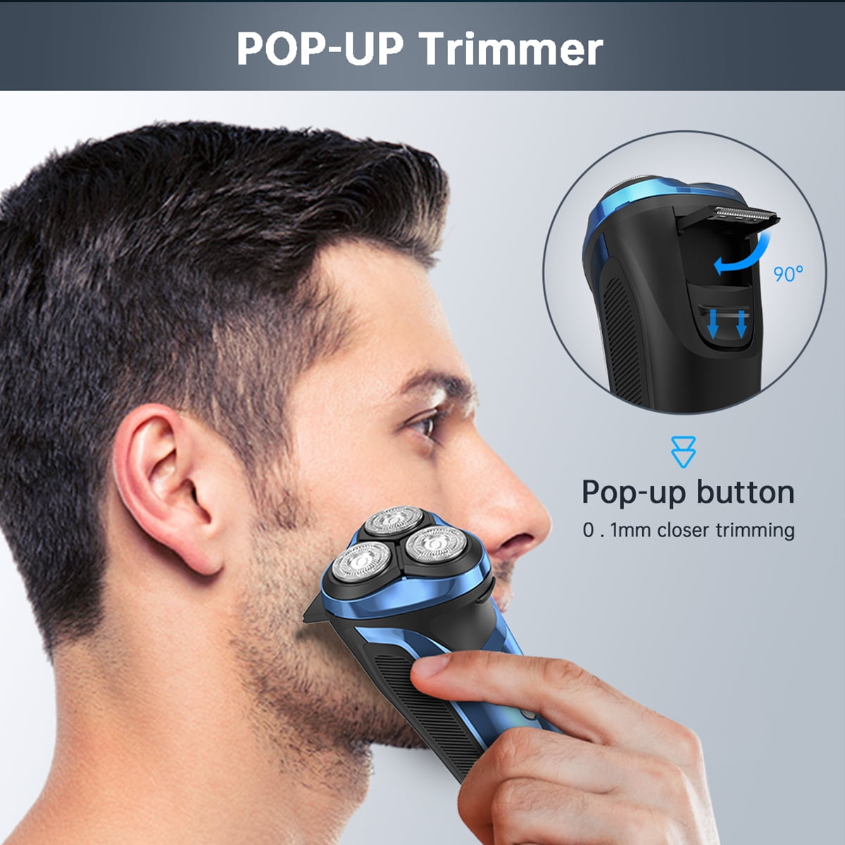 4D Electric Shaver for Men, IPX7 Waterproof Electric Razor Dry Wet Rotary Face Shaver Rechargeable Cordless Travel Beard Trimmer w/ LED Display & Charging Stand & Pop Up Trimmer for Dad Husband