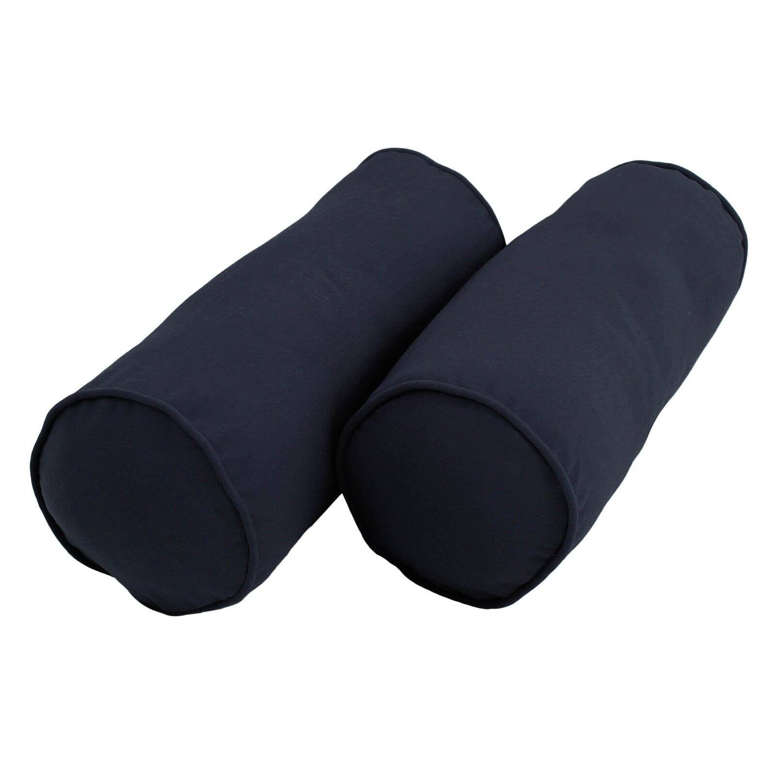 Blazing Needles Twill Bolster Pillows with Cording and Inserts Set of