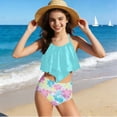 thumbnail image 5 of Hrsba Girls Tankini Set Print Ruffle 2 Piece Swimsuit Summer Swimwear Cute Stylish Beach Swimwear, 5 of 5