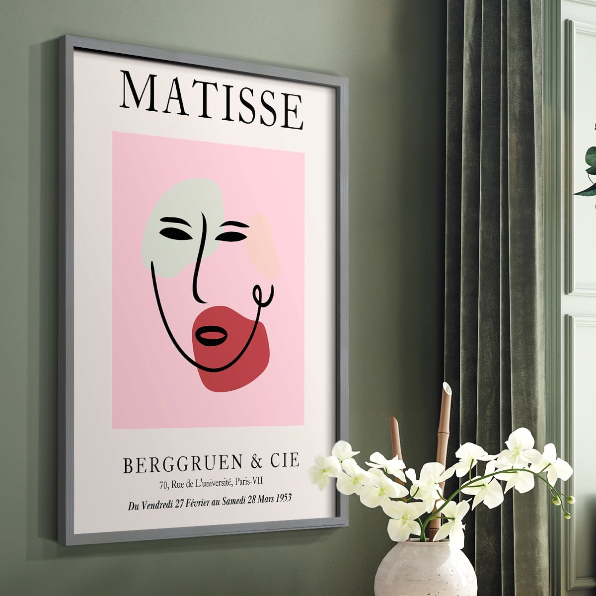 Matisse CDXCV in Gray Solid Wood Framed Print No Nail Hanging