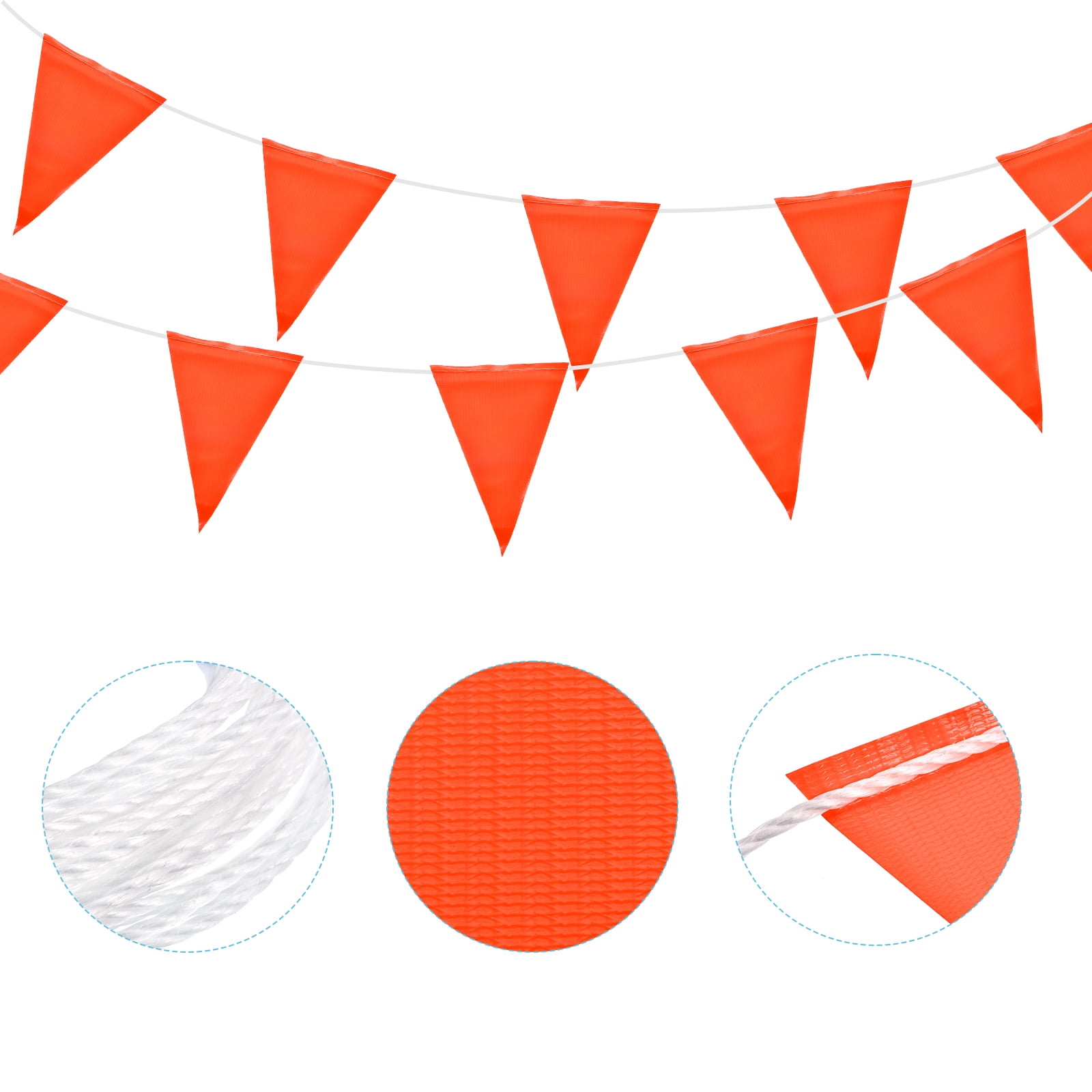 98ft 45pcs Caution Pennant Banner Flags Perimeter Marking Safety Flag for Traffic Construction, Orange