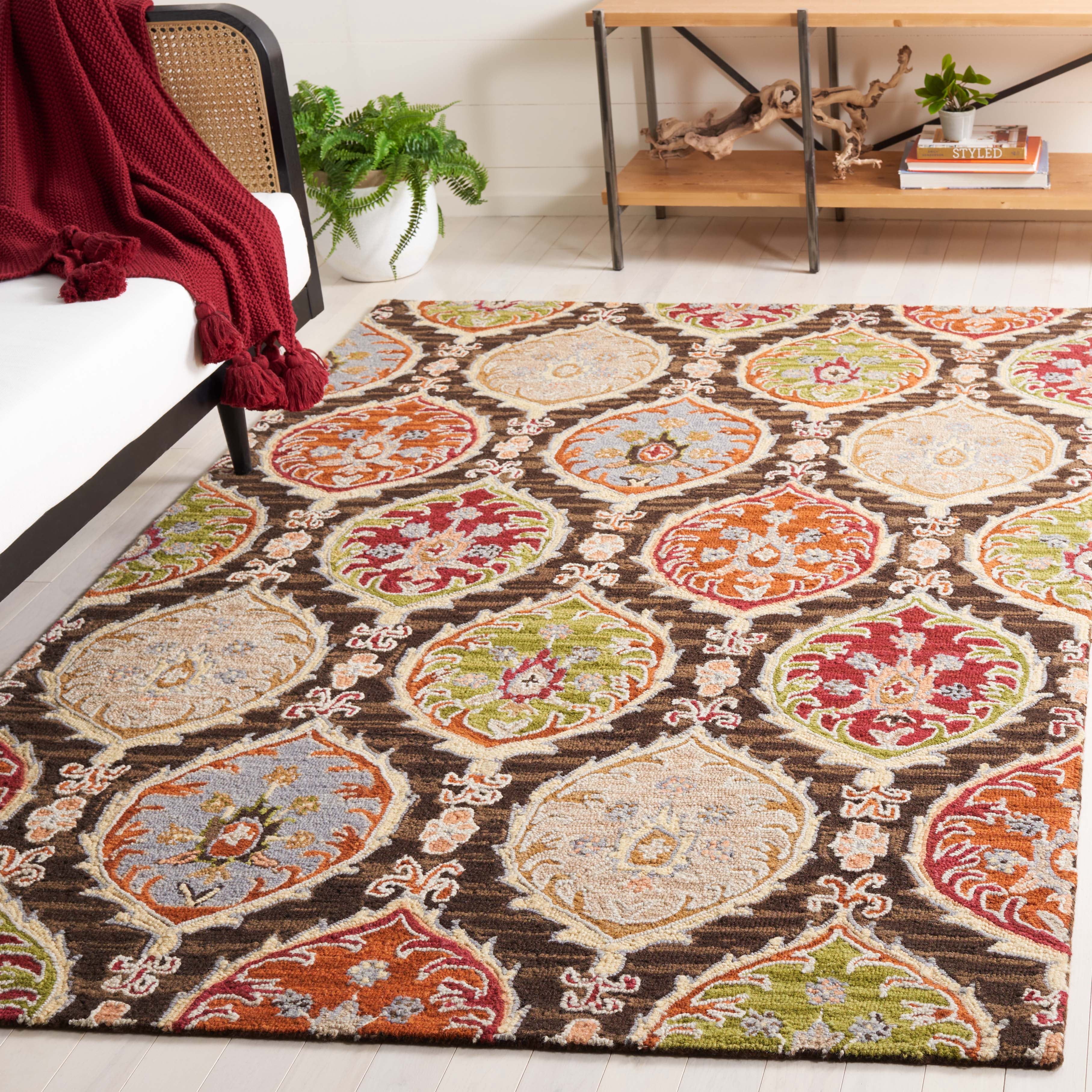 SAFAVIEH Heritage Cooper Diamond Area Rug, Red/Green, 5' x 8'