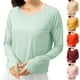 thumbnail image 1 of Blusas para mujer,Blusa informal para mujer, camiseta de manga larga con cuello redondo, jersey de poliéster, corte holgado para uso diario, sopatenor, 1 of 8