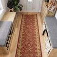 thumbnail image 2 of Ottomanson Extra Long Runner Rug 2'7" x 31' – Non-Slip Low Pile Hallway Carpet, Oriental Red, 2 of 6