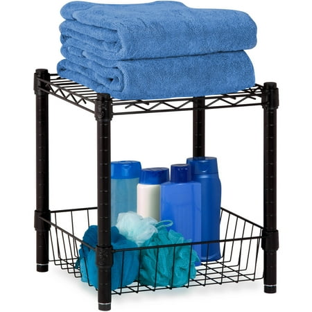 Honey Can Do Urban Table With Storage Basket, Black
