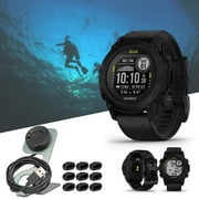 Garmin Descent G1 Solar Dive 45mm GPS Smartwatch (Black) Bundle with Focus Camera Charger Stand for Garmin Smartwatches and Focus Charger Port Protectors (9-Pack) (3 Items)