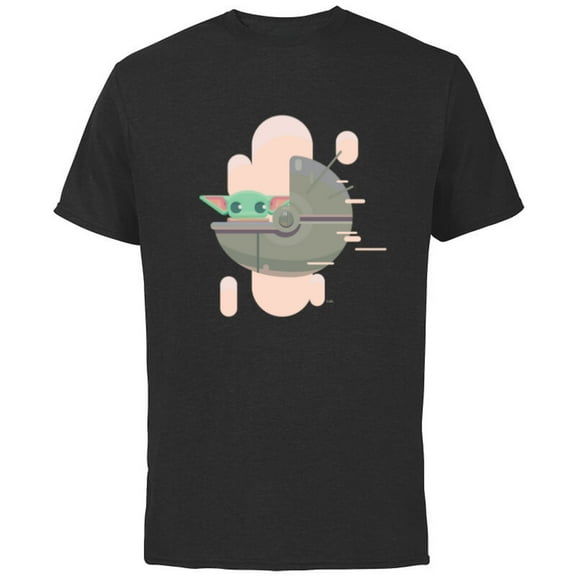 Star Wars The Mandalorian Grogu Floating Pod Digital Galaxy - Short Sleeve Cotton T-Shirt for Adults - Customized-Black