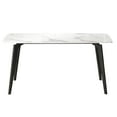 thumbnail image 4 of Dining Table Sets 62.99" Modern Artificial Stone White Curved Edge Black Metal Leg Dining Table-Can Accommodate 6 People(Dining Table Only),Modern Dining Tables, 4 of 13