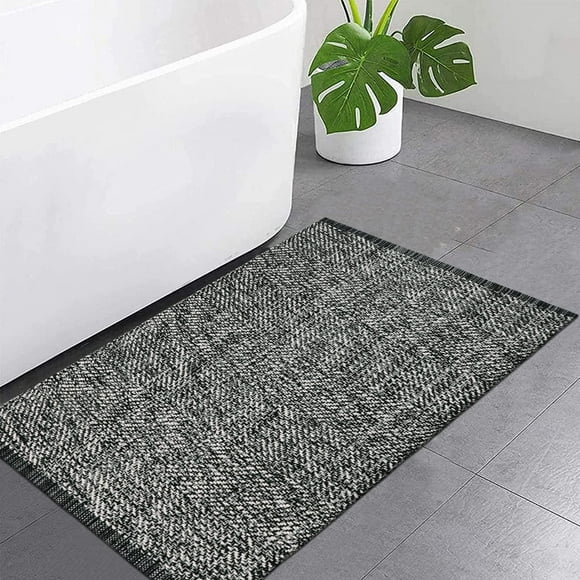 Alfombra de Baño LEEVAN Lavable Negra 60x90 cm Algodón