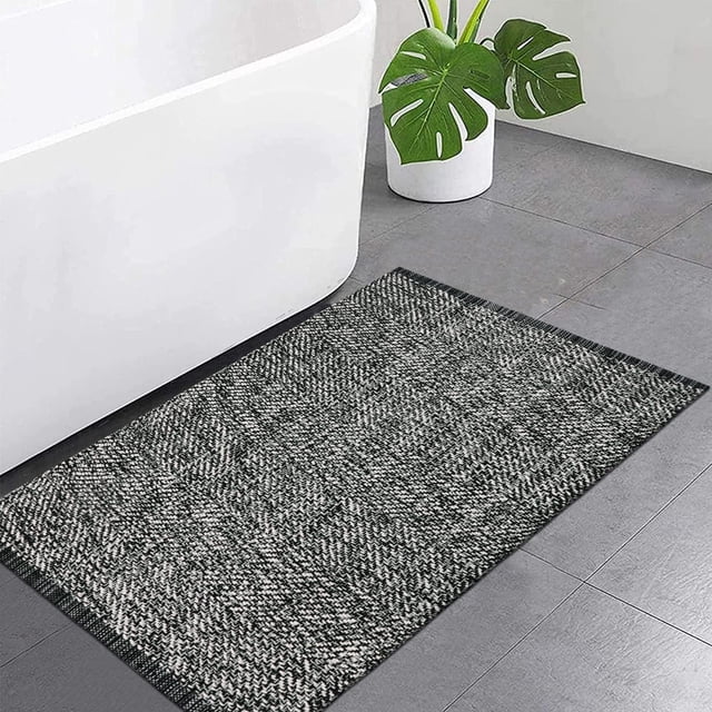 Alfombra de Baño LEEVAN Lavable Negra 60x90 cm Algodón