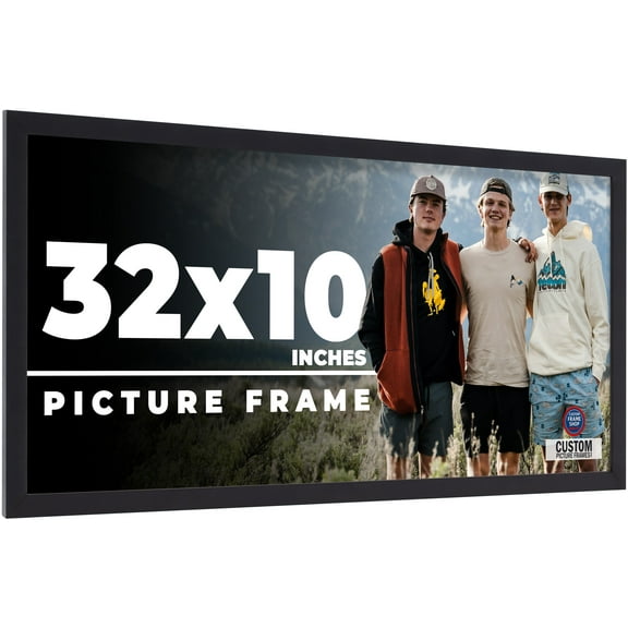 32x10 Frame Black Real Wood Picture Frame Width 0.75 inches | Interior Frame Depth 0.5 inches |