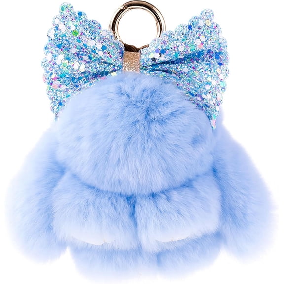 Sparkly Bow Bunny Keychain, Cute and Stylish Plush Rabbit Charm for Bags, Backpacks, Keys and Gift Giving
