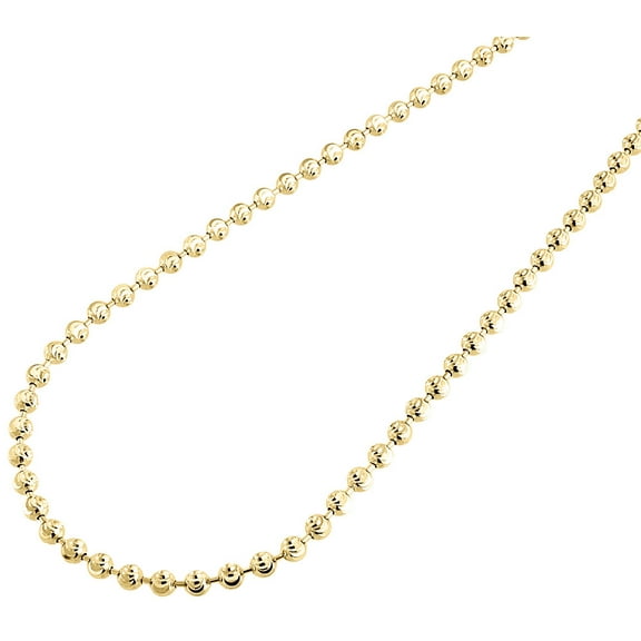 10k Yellow Gold Moon Cut Style Link New Solid Chain Necklace (3mm) 36"