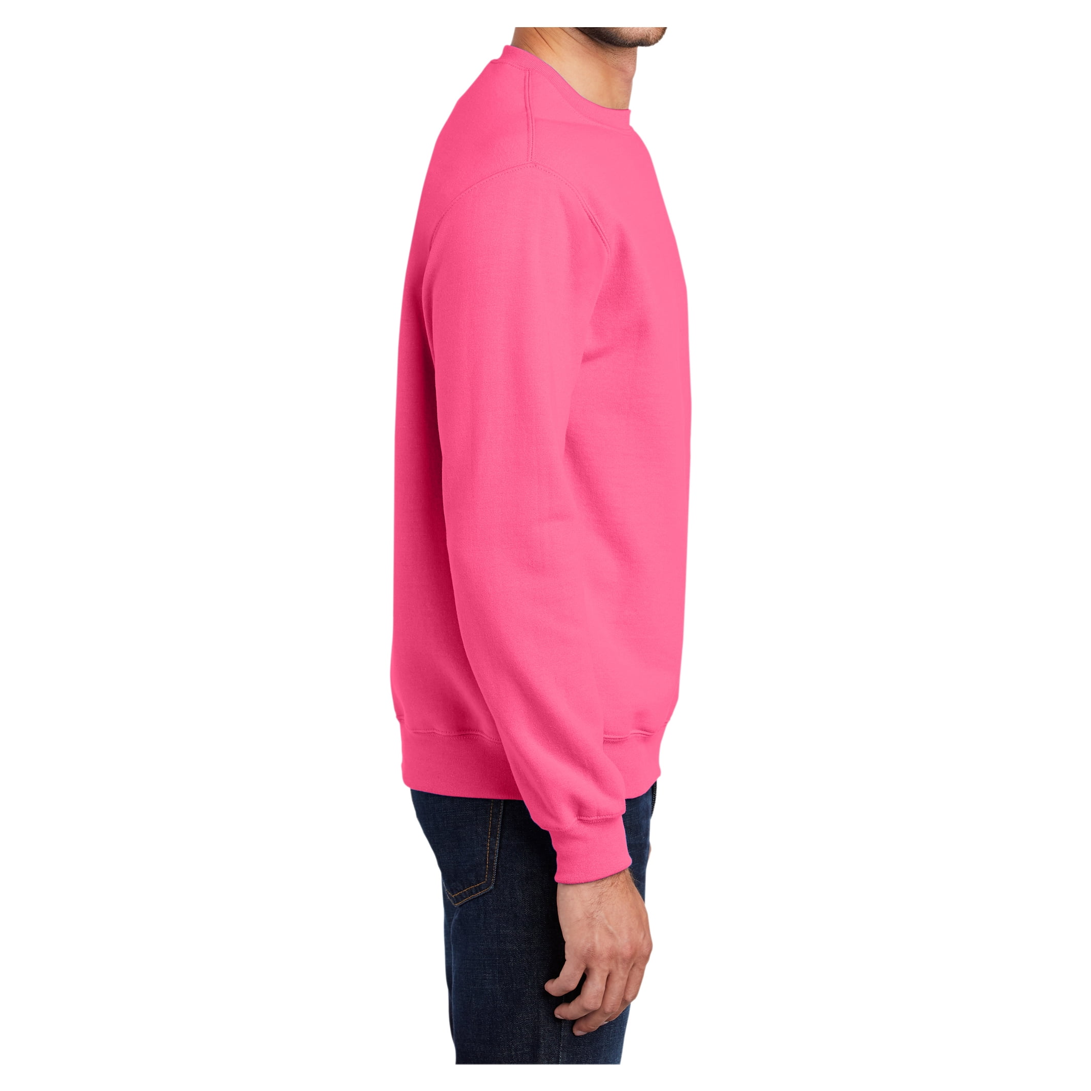 Mens Core Fleece Classic Crewneck Cotton Poly fleece Sweatshirt Neon Pink 3XL Walmart