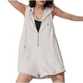 thumbnail image 6 of lcziwo Rompers for Women 2025 Comfy Athletic Workout Sweatshirt Romper Summer Sleeveless Half Zip Up Hooded Tank Jumpsuits with Pockets Clearance Items White L, 6 of 9