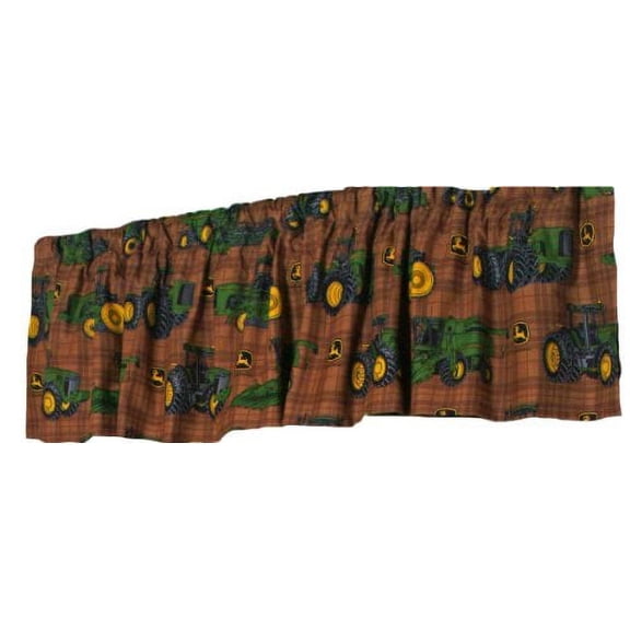 JOHN DEERE Bedding Traditional Tractor and Plaid Valance, 84 by 15-Inch